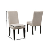 English Elm Biony Fabric Dining Chairs With Nailhead Trim, Set Of 2, Tan