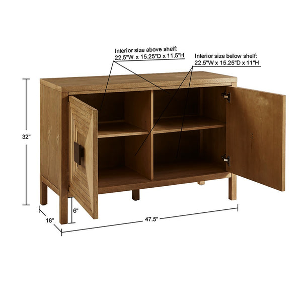 English Elm 2-Door Madison Park Paige Accent Cabinet with Distressed Elm Finish, Adjustable Shelves, 47.5" Wide B035118546