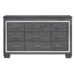 English Elm Modern Glam 9 Drawer Dresser with Beveled Mirror Trim and Faux Crystal Pulls B011P178526
