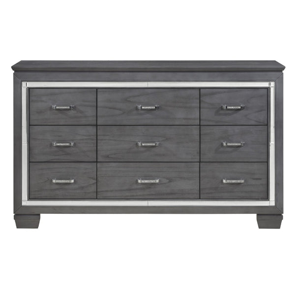 English Elm Modern Glam 9 Drawer Dresser with Beveled Mirror Trim and Faux Crystal Pulls B011P178526