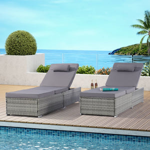 English Elm Outdoor Gray Rattan Chaise Lounge - Adjustable, Weather-Resistant Deck Chair With Plush Cushion W874P146992-GIGA