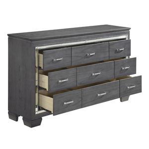 English Elm Modern Glam 9 Drawer Dresser with Beveled Mirror Trim and Faux Crystal Pulls B011P178526