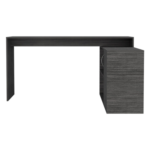 English Elm Axis L-Shaped Modern Computer Desk With Ample Storage & Stylish Smokey Oak Finish For Home Office B070S00114
