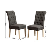 English Elm Habit Solid Wood Tufted Parsons Dining Chair, Set Of 2, Grey