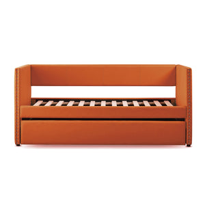 English Elm Orange Therese Fabric Daybed with Pull-Out Trundle, Nailhead Trim, Wood Frame, Twin Sleep Solution B011S00873