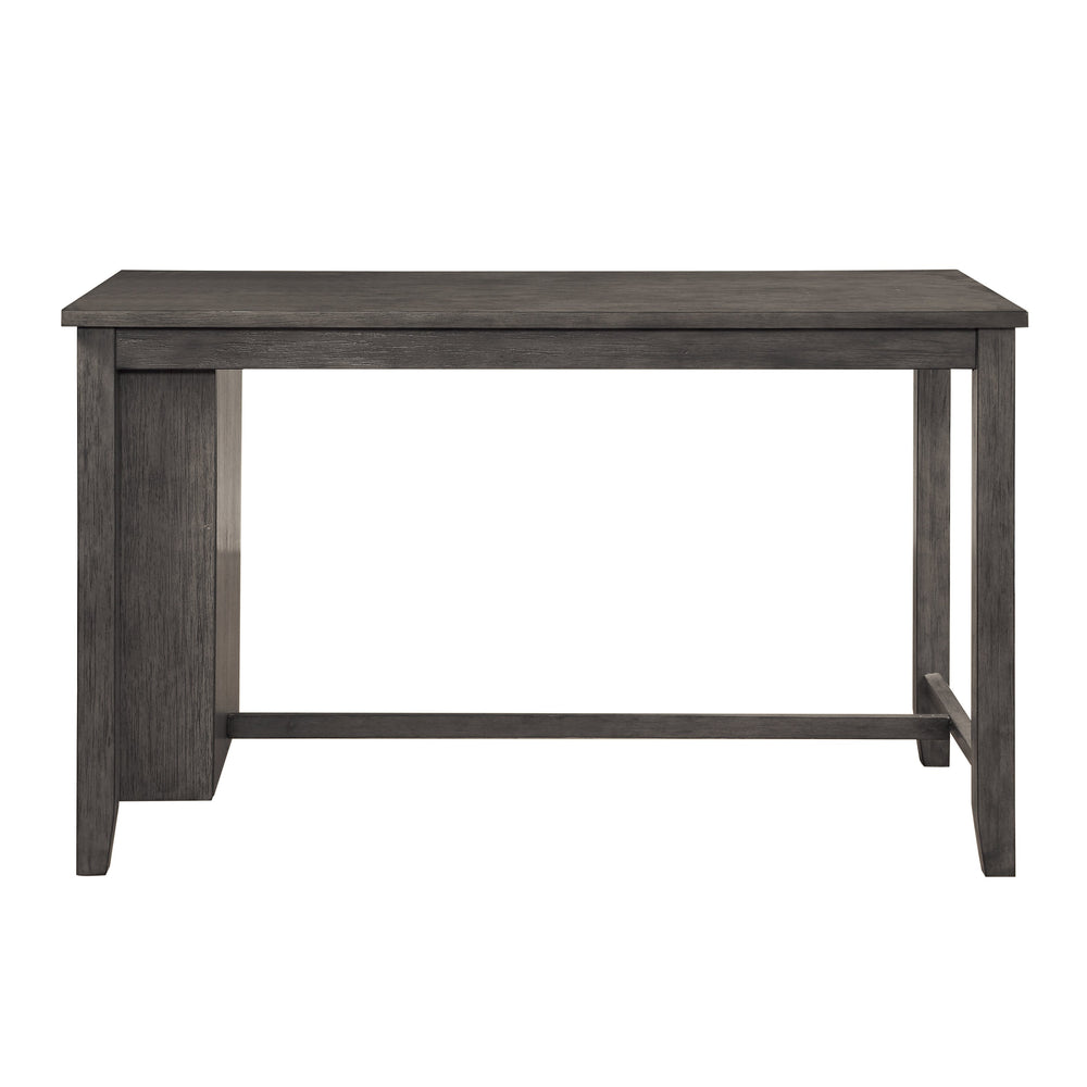 English Elm Modern Gray Counter Height Table with Built-In Shelves, Wire-Brushed Acacia Veneer, 60" x36.5" Durable Design B011P178537