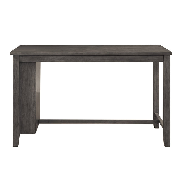 English Elm Modern Gray Counter Height Table with Built-In Shelves, Wire-Brushed Acacia Veneer, 60" x36.5" Durable Design B011P178537