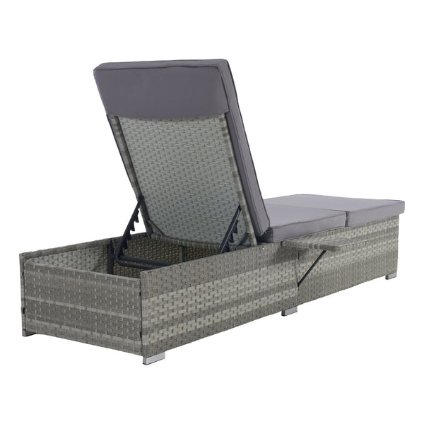 English Elm Outdoor Gray Rattan Chaise Lounge - Adjustable, Weather-Resistant Deck Chair With Plush Cushion W874P146992-GIGA