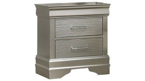 English Elm Modern Sleek 2-Drawer Nightstand in Silver Finish — Durable Manufactured Wood, Stylish Bedside Storage (98) B009P178536