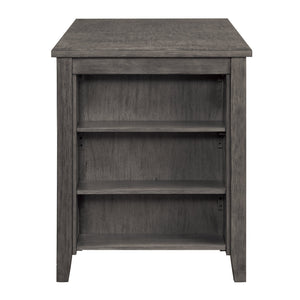 English Elm Modern Gray Counter Height Table with Built-In Shelves, Wire-Brushed Acacia Veneer, 60" x36.5" Durable Design B011P178537