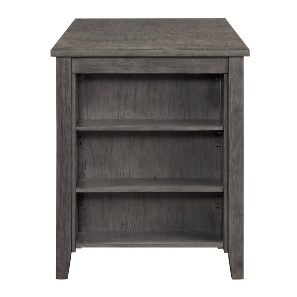 English Elm Modern Gray Counter Height Table with Built-In Shelves, Wire-Brushed Acacia Veneer, 60" x36.5" Durable Design B011P178537