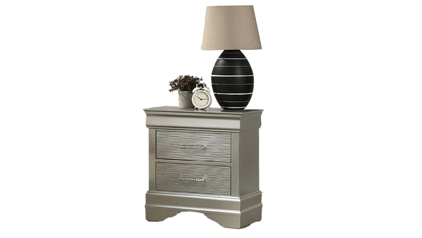 English Elm Modern Sleek 2-Drawer Nightstand in Silver Finish — Durable Manufactured Wood, Stylish Bedside Storage (98) B009P178536