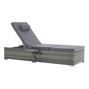 English Elm Outdoor Gray Rattan Chaise Lounge - Adjustable, Weather-Resistant Deck Chair With Plush Cushion W874P146992-GIGA