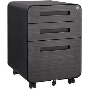 English Elm White Steel Mobile Filing Cabinet Three Drawers Locking Under Desk Office Storage W1247P145907