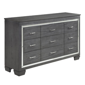 English Elm Modern Glam 9 Drawer Dresser with Beveled Mirror Trim and Faux Crystal Pulls B011P178526