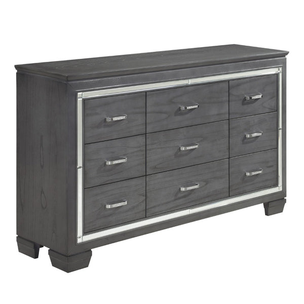 English Elm Modern Glam 9 Drawer Dresser with Beveled Mirror Trim and Faux Crystal Pulls B011P178526