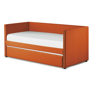 English Elm Orange Therese Fabric Daybed with Pull-Out Trundle, Nailhead Trim, Wood Frame, Twin Sleep Solution B011S00873