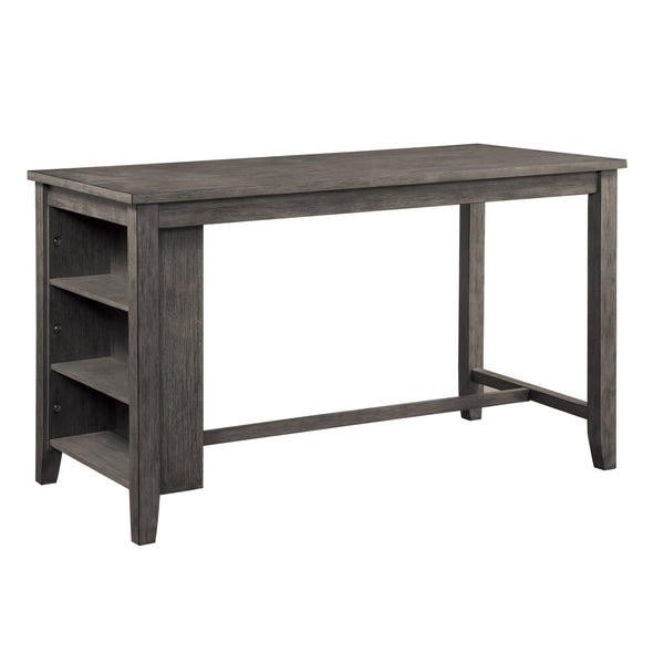 English Elm Modern Gray Counter Height Table with Built-In Shelves, Wire-Brushed Acacia Veneer, 60" x36.5" Durable Design B011P178537