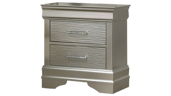 English Elm Modern Sleek 2-Drawer Nightstand in Silver Finish — Durable Manufactured Wood, Stylish Bedside Storage (98) B009P178536