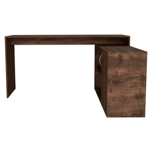 English Elm Axis L-Shaped Computer Desk With Smart Storage Solutions For Modern Home Offices - Dark Brown Finish B200S00111