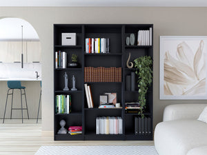 English Elm Wenge 3-Piece Living Room Set With Versatile Bookcases For Stylish Storage & Elegant Display B062S00434-GIGA