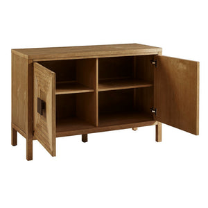 English Elm 2-Door Madison Park Paige Accent Cabinet with Distressed Elm Finish, Adjustable Shelves, 47.5" Wide B035118546