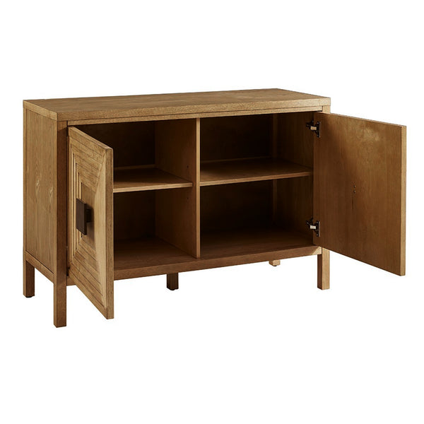English Elm 2-Door Madison Park Paige Accent Cabinet with Distressed Elm Finish, Adjustable Shelves, 47.5" Wide B035118546