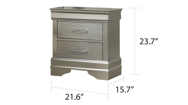 English Elm Modern Sleek 2-Drawer Nightstand in Silver Finish — Durable Manufactured Wood, Stylish Bedside Storage (98) B009P178536