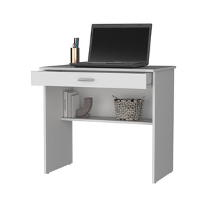 English Elm Kaylor Compact Storage Desk with Drawer & Lower Shelf, Modern Black or White Finish, 31.5" W B128P176188