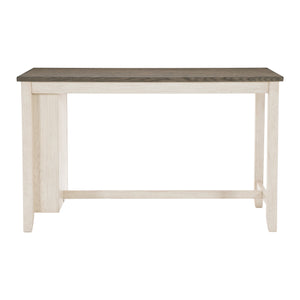 English Elm Modern Antique White & Rosy Brown Counter Height Table with Built-In Bookcase Wire-Brushed Acacia Veneer 60" B011P178538