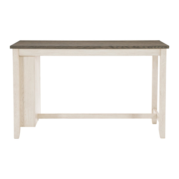 English Elm Modern Antique White & Rosy Brown Counter Height Table with Built-In Bookcase Wire-Brushed Acacia Veneer 60" B011P178538
