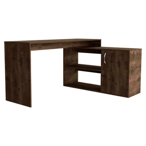 English Elm Axis L-Shaped Modern Computer Desk With Smart Storage Solutions For Home Office - Dark Brown B070S00111