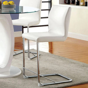English Elm Modern Leatherette Counter Height Dining Chairs with Padded Seats and Sleek Chrome Legs, Set of 2 White 19 L x 26 W x 19.5 H B011P178975