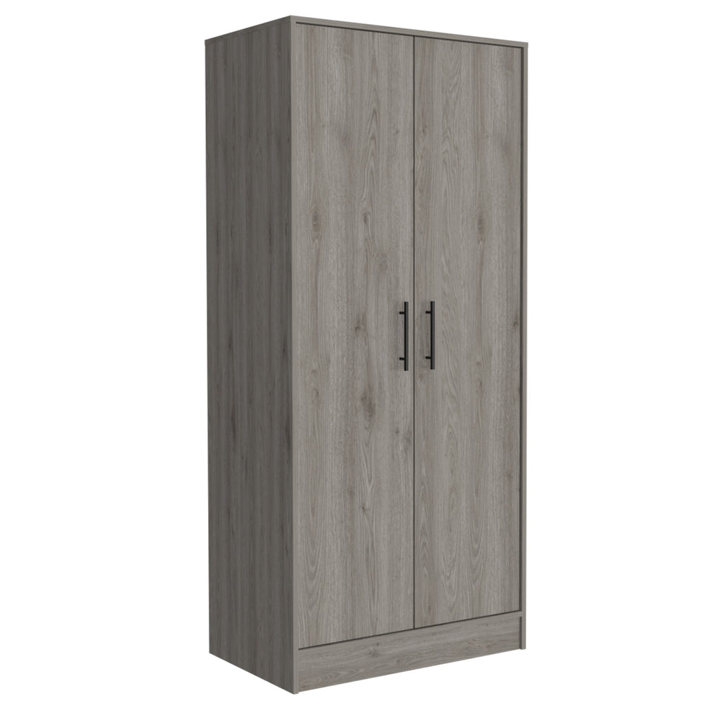 English Elm Ambery 180 Armoire Gray 71" High - Spacious Top Shelf, Hanging Rod, Bottom Drawer, Durable Particleboard B200S00095