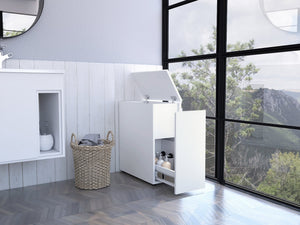 English Elm Leicester Lift-Top Bathroom Storage Cabinet with Soft-Close Hinges, Full-Extension Drawer, Modern Design B128P148731