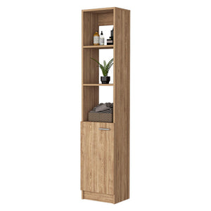 English Elm Kansas Linen Cabinet Beige Light Oak 63.8" Tall Slim 3 Open Shelves + Lower Storage Cabinet, Durable B128P148724