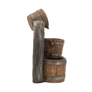 English Elm 10.4x9.4x19.1" Rustic Tiered Bucket Cascade Fountain with Led Lights for Patio Garden W2078P178869
