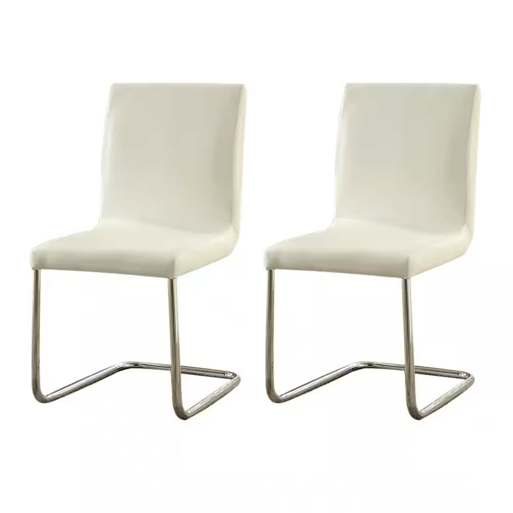 English Elm Modern Leatherette Counter Height Dining Chairs with Padded Seats and Sleek Chrome Legs, Set of 2 White 19 L x 29 W x 19 H B011P178974