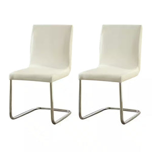 English Elm Modern Leatherette Counter Height Dining Chairs with Padded Seats and Sleek Chrome Legs, Set of 2 White 19 L x 29 W x 19 H B011P178974