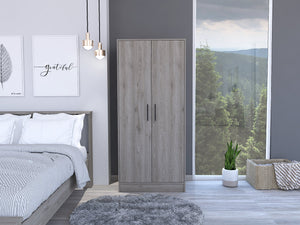 English Elm Ambery 180 Armoire 71" High Light Gray Particleboard Wardrobe with Hanging Rod, Top Shelf & Drawer B070S00095