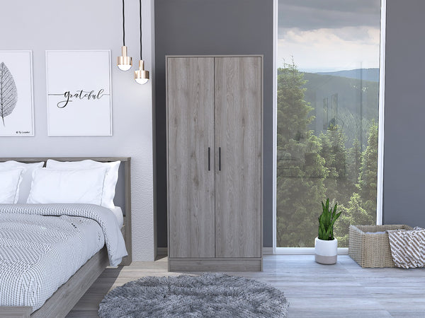 English Elm Ambery 180 Armoire Gray 71" High - Spacious Top Shelf, Hanging Rod, Bottom Drawer, Durable Particleboard B200S00095