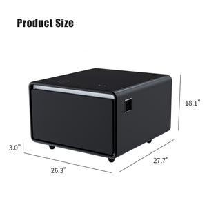 English Elm Modern Smart Side Table With Mini Fridge, Wireless Charging, Usb Ports & Induction Light - Black W1172P178854