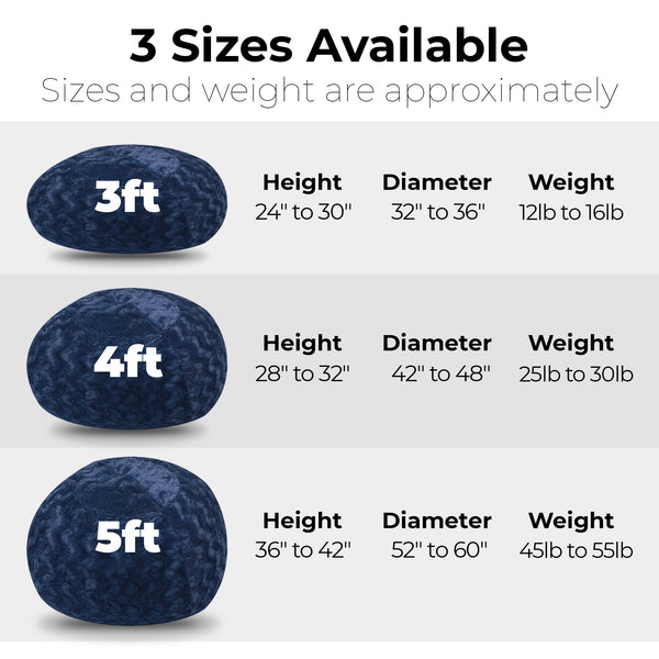 English Elm Faux Fur Bean Bag Chair - Navy 3Ft Cozy Lounger For Kids & Adults, Easy-Clean Cover For Ultimate Comfort B181P178977