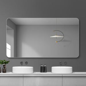 English Elm Bathroom Modern Frameless Round Corner Mirror with Anti-Fog, Explosion-Proof 5mm Glass, Easy Mounting W2709P178995