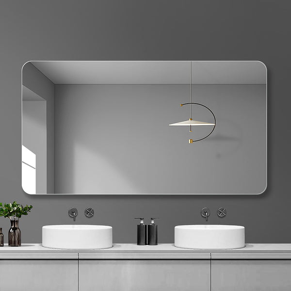 English Elm Bathroom Modern Frameless Round Corner Mirror with Anti-Fog, Explosion-Proof 5mm Glass, Easy Mounting W2709P178995