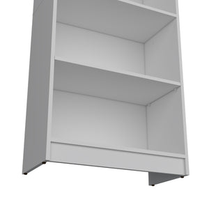 English Elm Sutton White 4-Shelf Engineered Wood Bookcase with Extra Open Shelf, Space-Saving Classic Elegance B128P176165