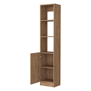 English Elm Kansas Linen Cabinet Beige Light Oak 63.8" Tall Slim 3 Open Shelves + Lower Storage Cabinet, Durable B128P148724