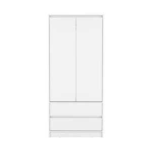 English Elm Austin Spacious 2-Drawer Armoire with Double Doors and Hanging Rod for Organized Bedroom Storage White 52.8 L x 19.7 W x 5.1 H B070S00088