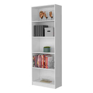 English Elm Sutton White 4-Shelf Engineered Wood Bookcase with Extra Open Shelf, Space-Saving Classic Elegance B128P176165