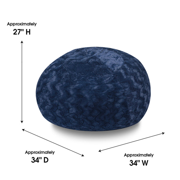 English Elm Faux Fur Bean Bag Chair - Navy 3Ft Cozy Lounger For Kids & Adults, Easy-Clean Cover For Ultimate Comfort B181P178977